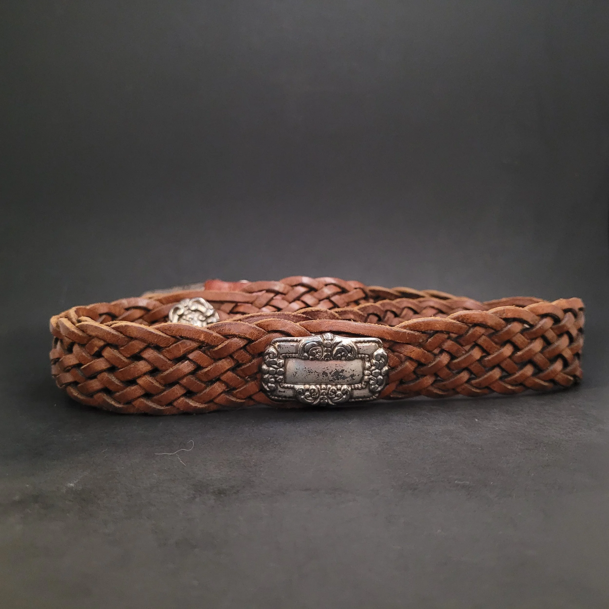 Fossil braided leather belt hotsell